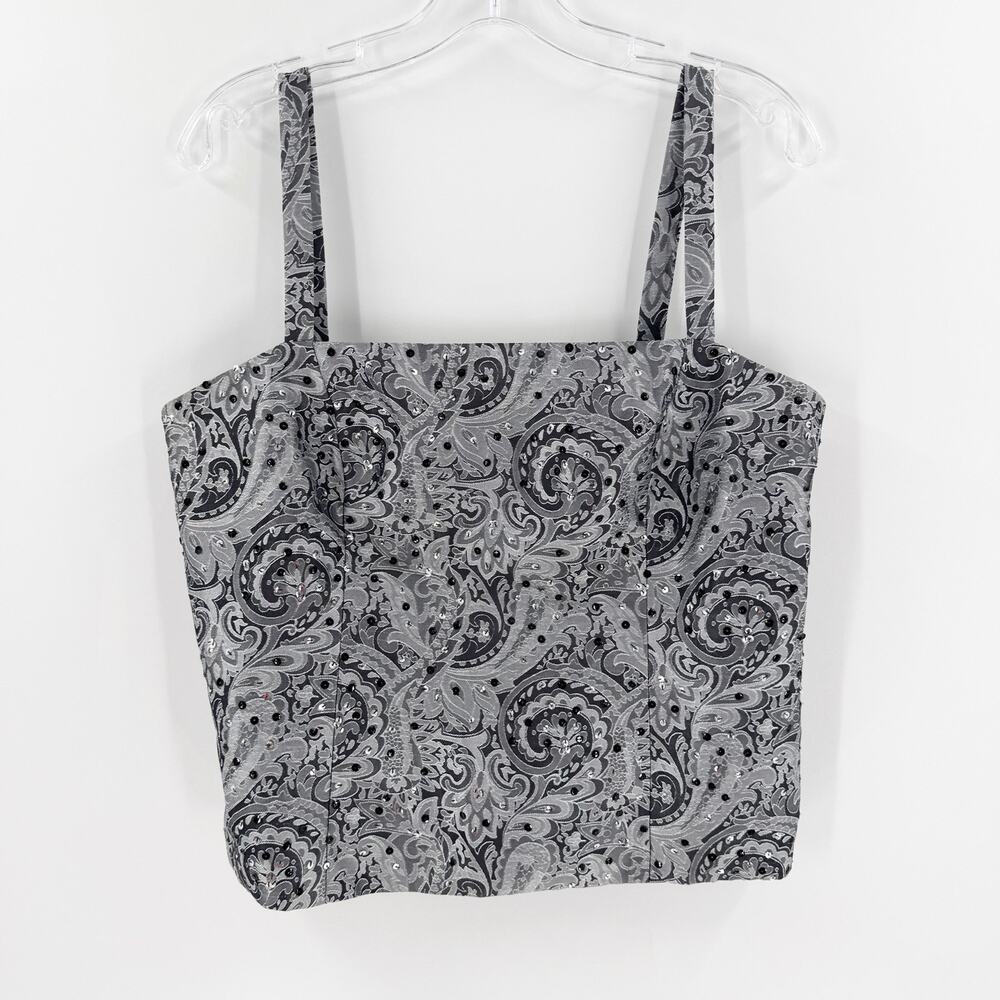 Dressbarn Y2K Paisley Corset Tank Beaded Top 12 Goth Fairy Grunge